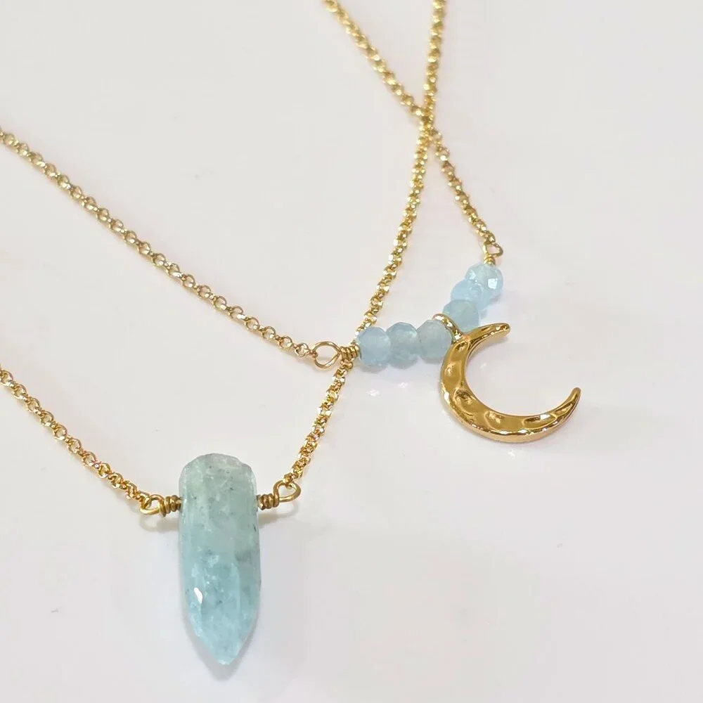 Luna Norte Amazonite Moon 14k Gold Plated Brass 18